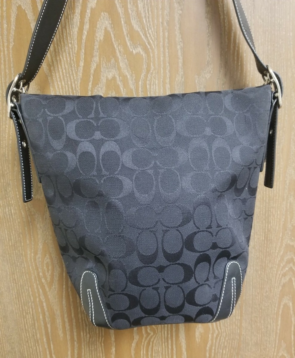 Authentic COACH Shoulder / Bucket Bag Black Sig Canvas & Leather