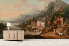 3D Oil Mountain Castle Wallpaper Wall Mural Removable Self-adhesive Sticker 467