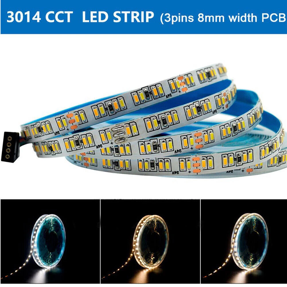 5m CCT LED Strip light Dual Warm White&White 5/12/24V dimmable Flexible LED  Bar