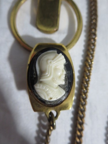 Vintage Pocket Watch Fob Brass Chin Knight Head 18 1/2" Pat. Pend. - Picture 2 of 7