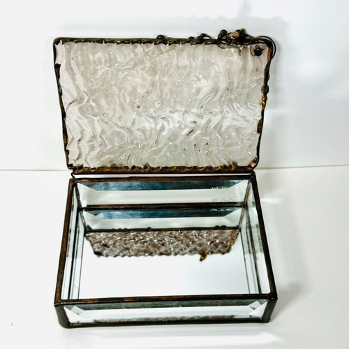 Vintage 1994 Art/Faceted Glass Metal Jewelry Box Artist signed - Picture 3 of 11
