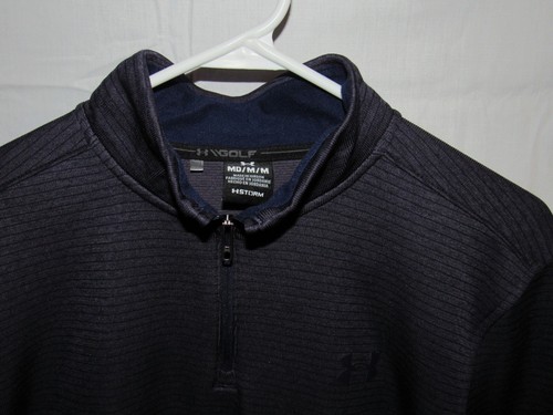 Under Armour Storm Men's 1/4 Zip Navy Blue Loose Fit Golf Sweatshirt Size M - Picture 2 of 4
