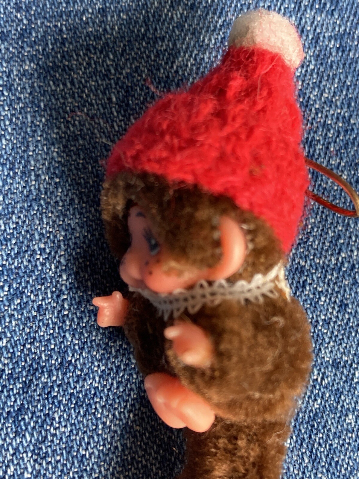 Vintage Tiny Monchichi Mini Monkey Pin Wearing a … - image 6