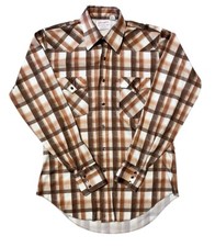 Vintage Wrangler Long Tails Pearl Snap Permanent Press Long Sleeve Shirt Size M