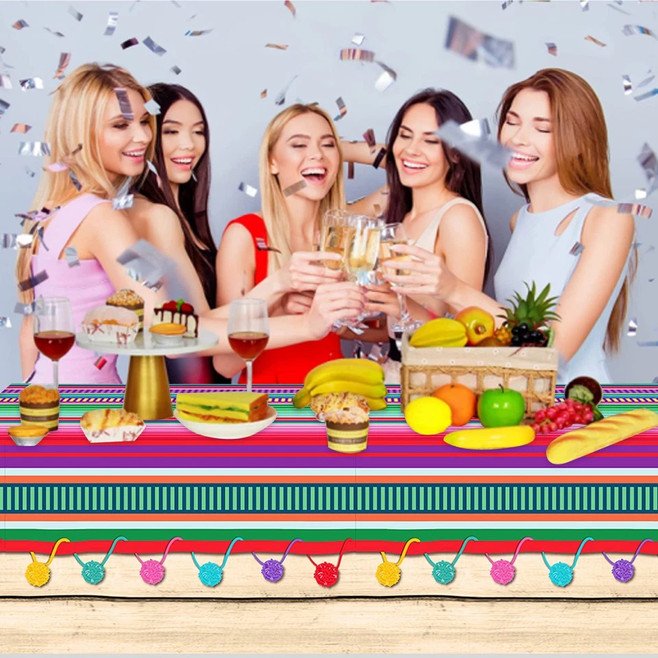 3 Piezas Mantel Fiesta Mexicana, Manteles Fiesta Mexicana Cinco De Ma... Foto 4 de 4