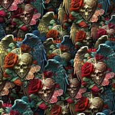 Angel Skulls 48 - 18"x46" Hydrographic Film Hydro Dipping