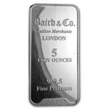 5 oz Platinum Bar - Secondary Market 2167.19 per troy oz