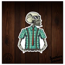 Hipster Skeleton Beard - Vinyl Decal Sticker - Car Window Laptop - ebn11433