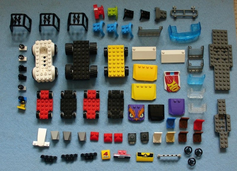 Vintage 83 Piece LEGO Car Parts Lot Chassis Steering Wheels Seats Windshield EUC