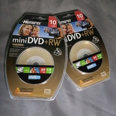 Lot of 2 Memorex Mini DVD+RW 10 Pack 1.4GB 30 Min Sealed 8cm DVD Camcorder Discs