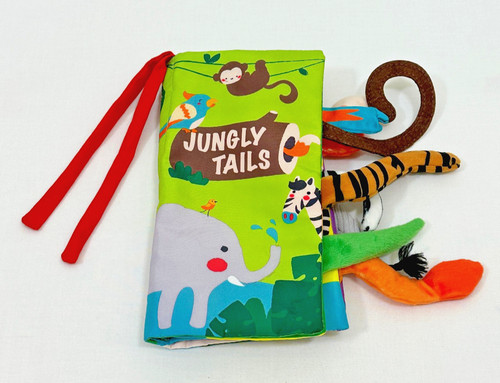 Jungly Tails Cloth Baby Book Sensory Crinkle Textured Squeaky Colorful Animals
