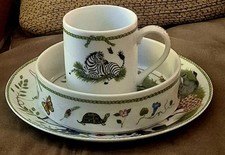 Vintage 1988 Lynn Chase Designs Japan Jungle Party Porcelain 3 Piece Child's Set