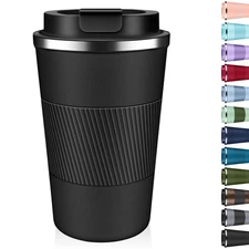 Insulated Coffee Tumbler 12 oz, Stainless Steel Coffee Mug with Lids, Travel ...