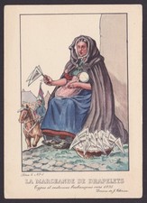 BELGIUM, Vintage postcard, Brabancon costumes 1835, La Marchande de Drapelets