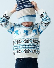 NWT 98 Crewcuts Kids Boys Ski Fair Isle Cotton Sweater XL 12-13 Winter Outdoors