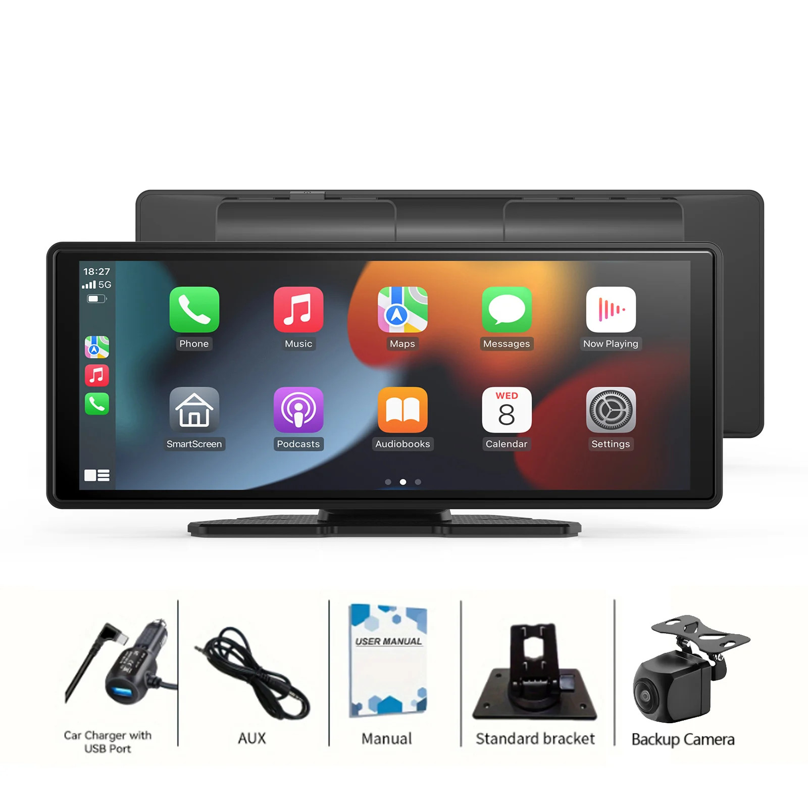 10.26inch Portable 4K Car DVR Wireless Carplay&Android Auto 