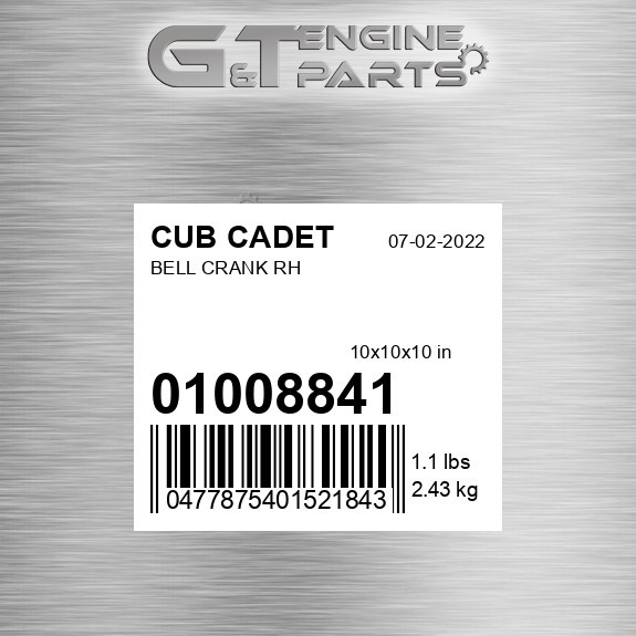 01008841 BELL CRANK RH fits CUB CADET (New OEM Open Box