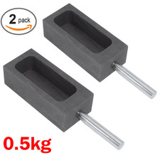 2x Graphite Ingot Mold Casting Crucible Melting Metal Gold Silver W/Handle 0.5kg