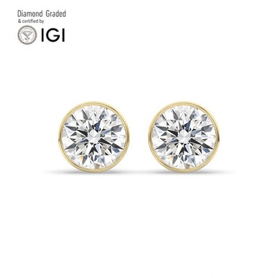 Runde Solitär Labgrown Diamant Ohrstecker 18k Gelbgold 3 Kt D Vs1