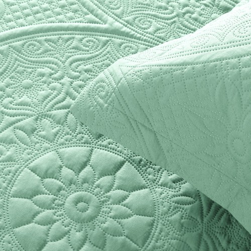 3 Piece Ultrasonic Quilted Bedspread Queen King Size Embossed Coverlet Bed Throw - Picture 115 of 155