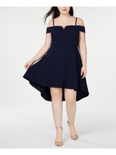 CITY STUDIO Womens Midi Dress Navy Spaghetti Strap Formal 20W
