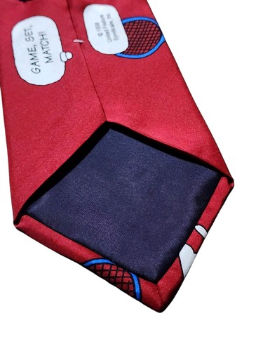 Snoopy & Friends Tennis "Game, Set, Match" Imported Silk Red White Blue Necktie - Bild 11 von 16
