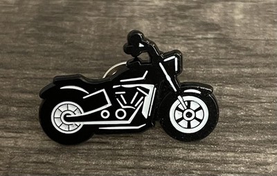 Vtg Black And White Motorcycle Lapel Pin
