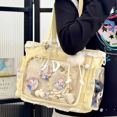Y2K ItaBag Transparent,Japanese Kawaii Lolita Large DIY Tote Bag 