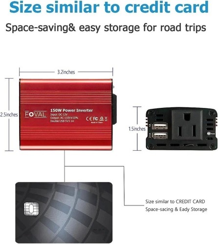 Inversor Para Carro Auto Coche 150 Watt Convertidor De Corriente 12V a 110V - Picture 5 of 7