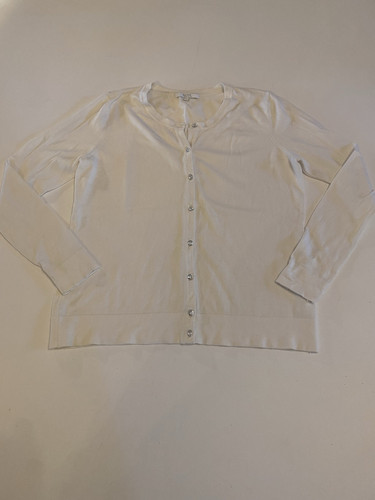Alfred Sung Button Front Cardigan Womens L Cream Rhinestone Buttons Cottage Core - Bild 8 von 14