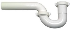 Lavatory/Kitchen Wall Drain Trap, White Plastic - 480-137