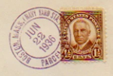 Massachusetts (Navy Yard Sta.) Boston Parcel Post 1936 violet double ring  1922-