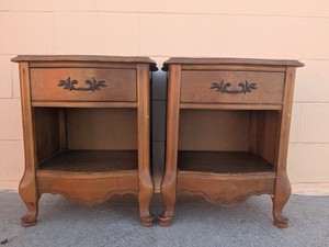 Vintage French Provincial Regency Wood Side Tables Night Stands End Tables