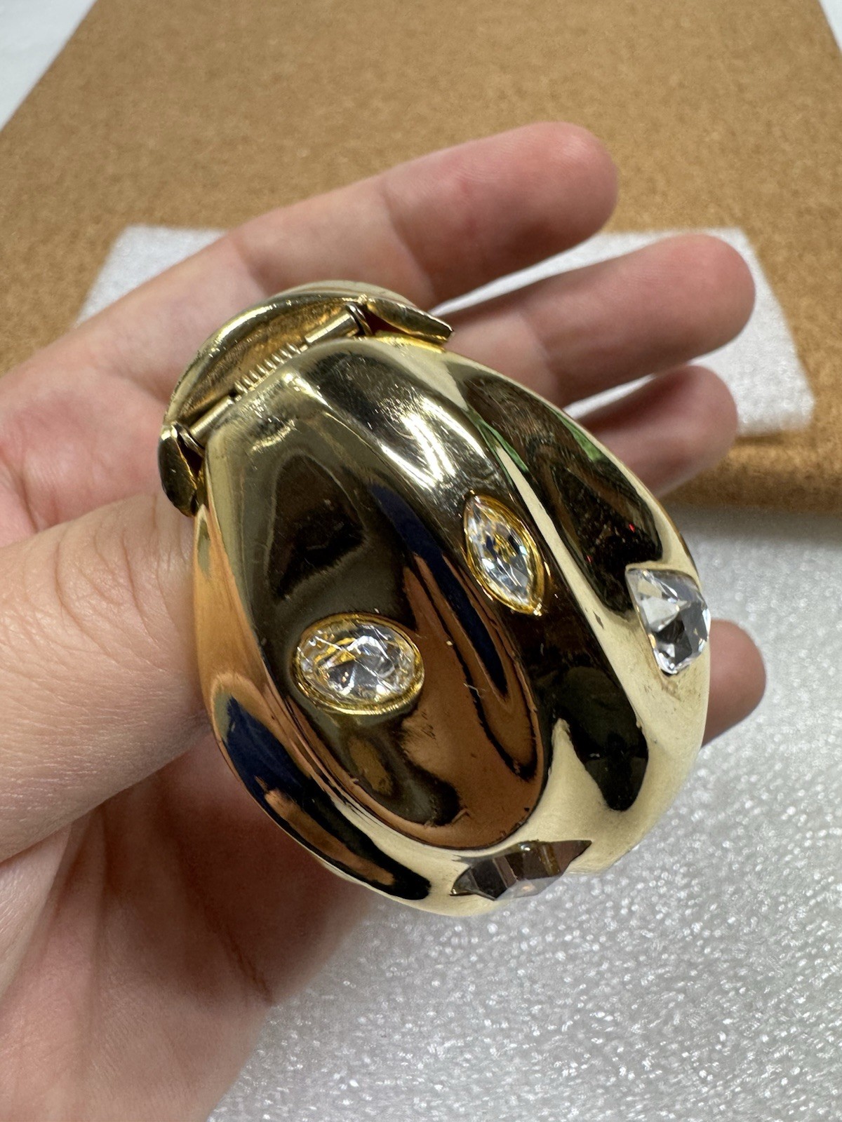 Rare Givenchy Hinged Cuff Bangle Bracelet Gold Ch… - image 7