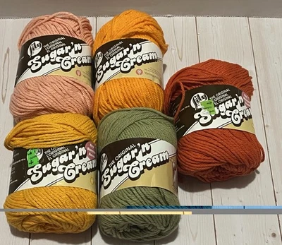 Mixed lot of 5 skeins Lily Sugar ‘n Cream yarn solids cotton - Image 1 of 4