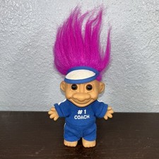 Vintage Russ Berrie Troll Doll 1 COACH Track Suit - Pink Hair Brown Eyes