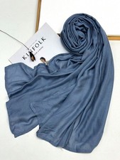 26 Blue Soft Solid Hijab Shawl Breathable Elegant Headwrap Daily Wear