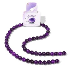 50pcs 8mm Natural Amethyst Gemstone Beads Healing Crystal Round Loose Stone Bead