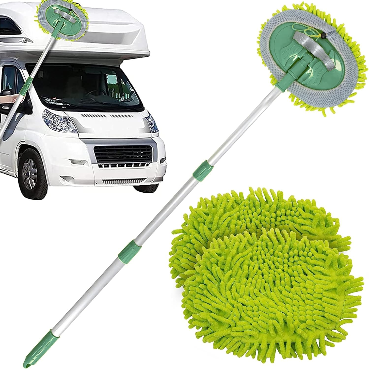 Caravan Car Wash Mop Kit – Scratch-Safe Microfibre & Mitt for Cleaning, Extendab