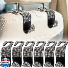 BFXM 6 Pack Bling Car Seat Headrest Hooks, Rhinestone Purse Hook for Car, Uni