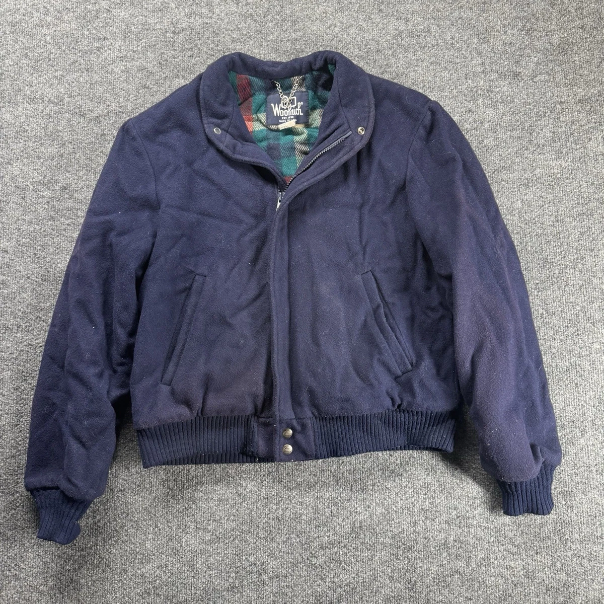 Woolrich Vintage 80's Made In USA Wool Plaid Lined Bomber Jacket