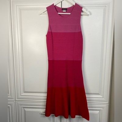 VENUS Pink Red Ombre Bandage Dress  Vibrant Barbiecore Fit & Flare L