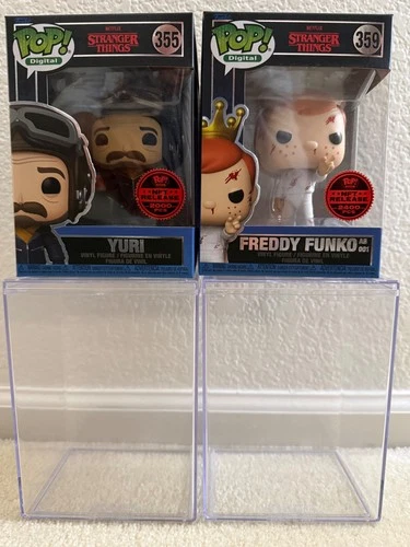 Digital POP! Stranger Things Yuri #355 & Freddy Funko as 001 #359 ~ NEW w/ Cases