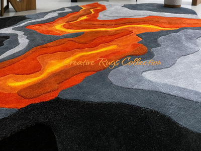 #ad Modern Abstract Lava Area Rug Irregular Shape Hand Tufted Carpet Designer Rug $519.00