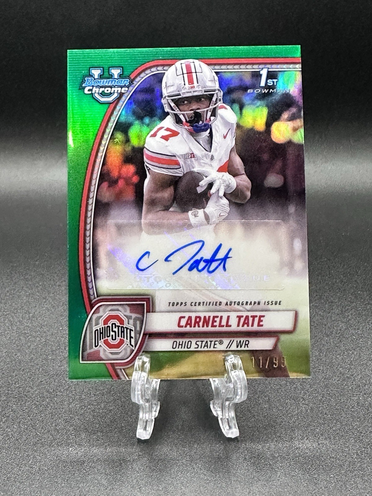 2024 Bowman Chrome U - GREEN AUTO - Carnell Tate 11/99 OSU
