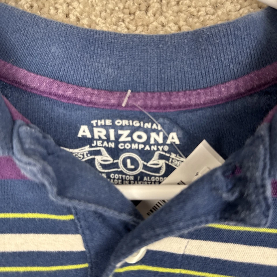 Camisa polo a rayas de manga corta Arizona Jean Co para niños - talla grande juvenil Foto 2 de 4