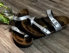 Birkenstock Women's Mayari White Birko-Flor Toe Loop Sandals Size 37