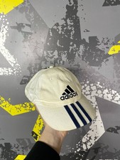Adidas Vintage Cap,Hat 90s 00s White Three Stripes Blue Men One Size ig93