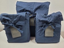 Restoration Hardware Organic Waffle-Weave Duvet Cover Queen 2 STD Shams Indigo