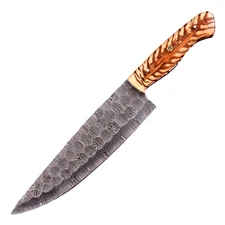 Custom HandMade Forged Damascus Steel Kitchen Chef Knife Pine Cones Handle 2795